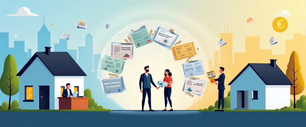illustration d'un couple qui achète une maison